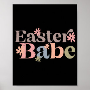 Easter babe retro floral trendy aesthetic poster