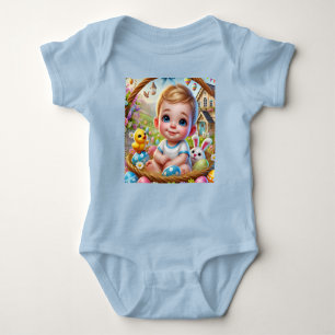 EASTER BABY BOY Bunny and Chick ~  Baby Bodysuit