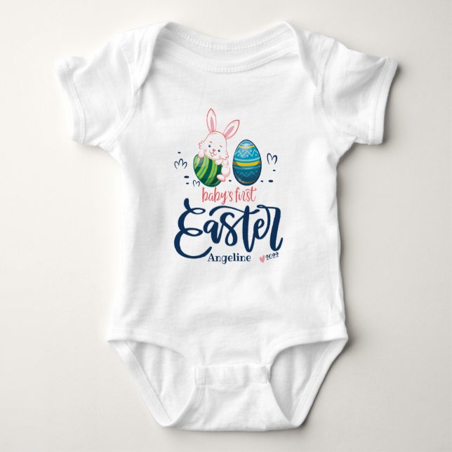 Easter Baby Boy Custom Name Bodysuit (Front)