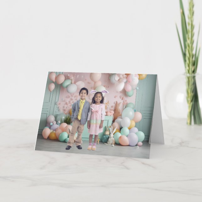 Easter Backdrop Pastel background Custom Photo  Card (Front)