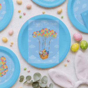 Easter Balloon Basket with Colourful Eggs  Paper Plate