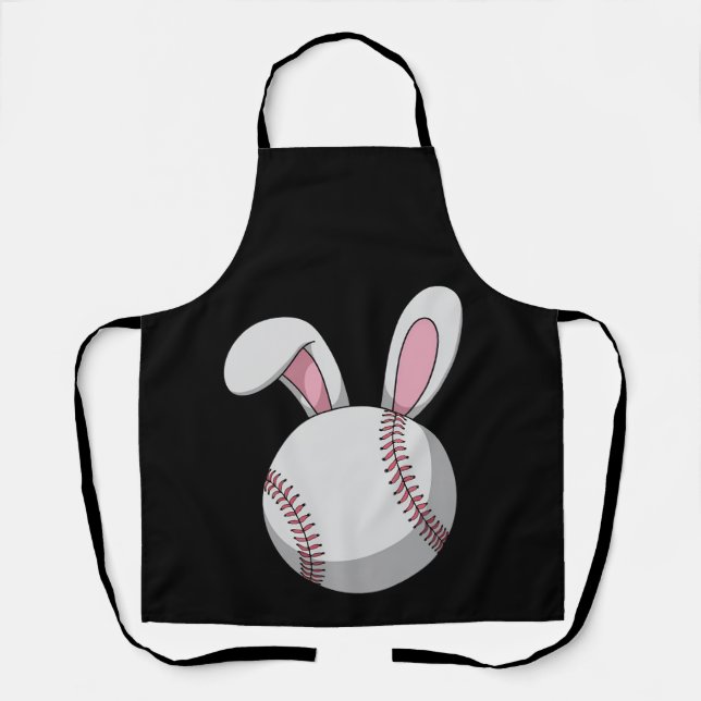 Easter Baseball Bunny Cute Rabbit Ears Apron (Front)