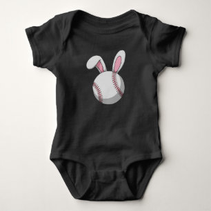 Easter Baseball Bunny Cute Rabbit Ears Baby Bodysuit
