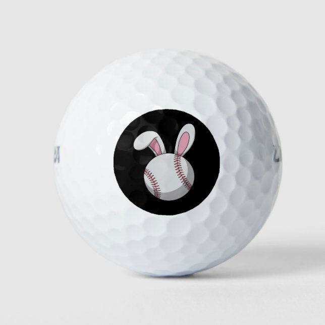 Easter Baseball Bunny Cute Rabbit Ears Golf Balls (Front)