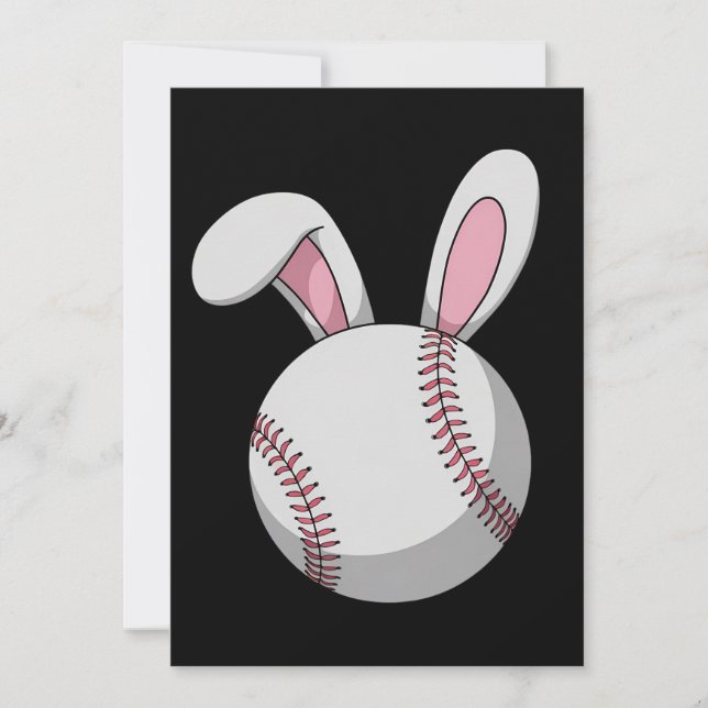 Easter Baseball Bunny Cute Rabbit Ears Invitation (Front)