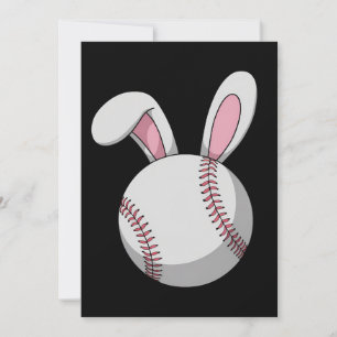Easter Baseball Bunny Cute Rabbit Ears Invitation