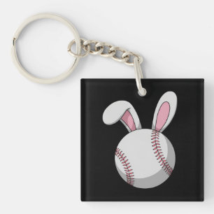 Easter Baseball Bunny Cute Rabbit Ears Key Ring