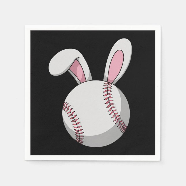 Easter Baseball Bunny Cute Rabbit Ears Napkin (Front)