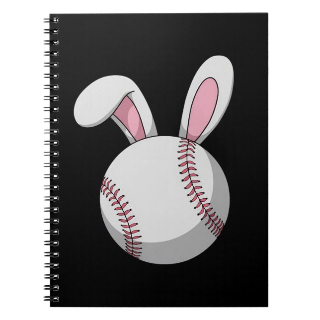 Easter Baseball Bunny Cute Rabbit Ears Notebook (Front)