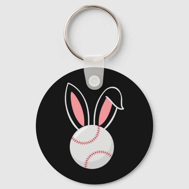 Easter Baseball Bunny Ears Fun Baseball Fan Easter Key Ring (Front)