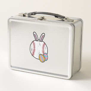 Easter Baseball Bunny Sports Men Boys Kids Toddler Metal Lunch Box
