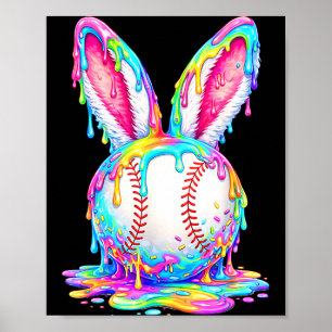 Easter Baseball Drip Easter Bunny Boys Kids Poster