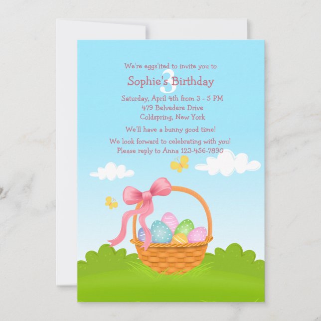 Easter Basket Birthday Invitation (Front)