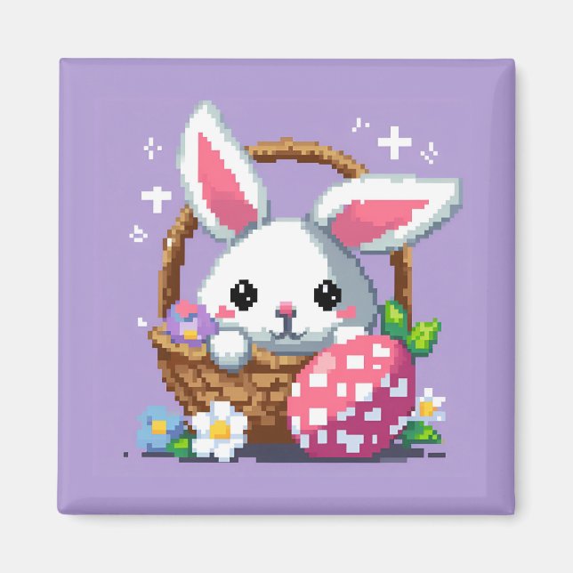 Easter basket Bunny 8 bit pixel art Magnet (Front)