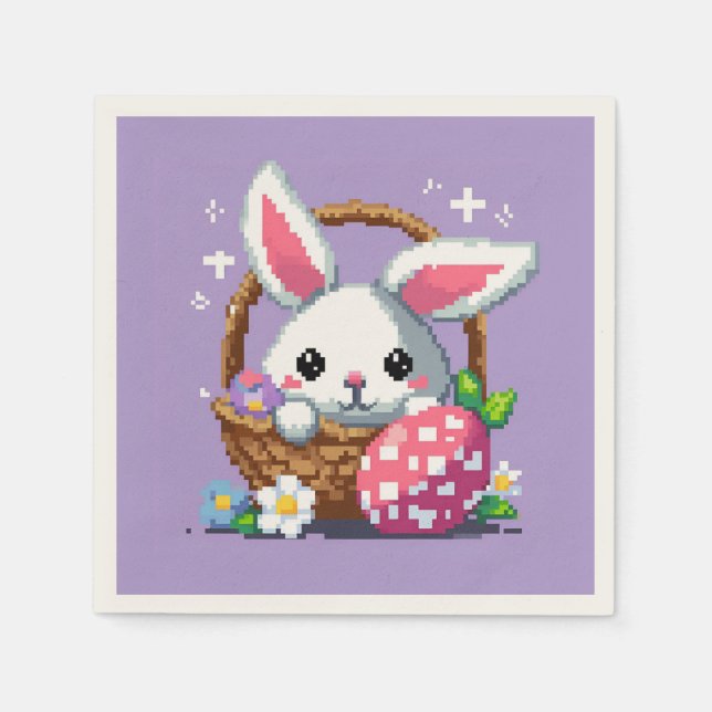 Easter basket Bunny 8 bit pixel art Napkin (Front)