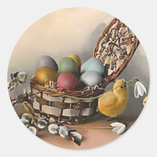 Easter Basket Chick Coloured Painted Egg Lily Classic Round Sticker