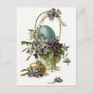 Easter Basket Coloured Painted Egg Violet Holiday Postcard