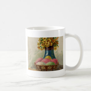 Easter Basket Eggs Flowers Antique Coffee Mug