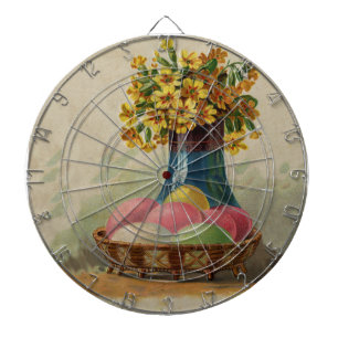 Easter Basket Eggs Flowers Antique Dartboard