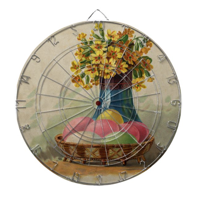 Easter Basket Eggs Flowers Antique Dartboard (Front)