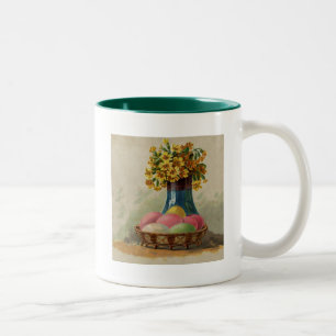 Easter Basket Eggs Flowers Antique Two-Tone Coffee Mug