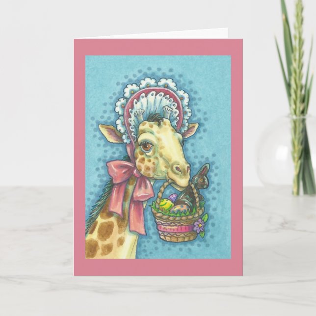 EASTER BASKET GIRAFFE GREETING CARD verse (Front)