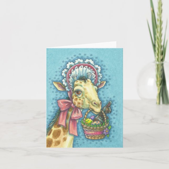 EASTER BASKET GIRAFFE NOTE CARD Blank (Front)
