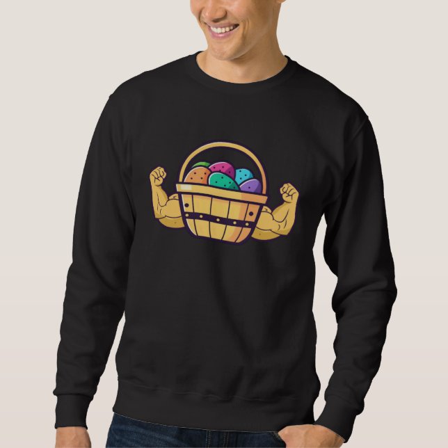 Easter Basket Muscles Bodybuilding Easter Sweatshirt (Front)