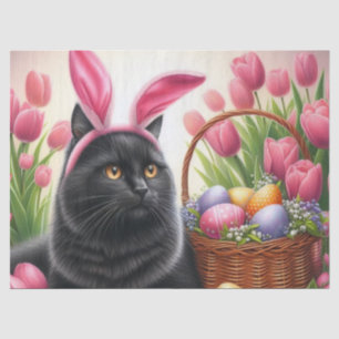 Easter Basket Painted Eggs Black Cat Tissue Paper