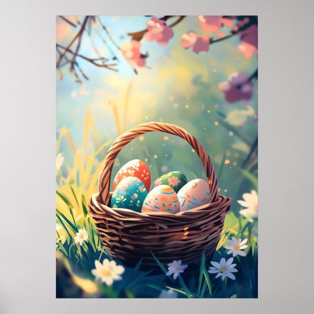 Easter Basket Spring Eggs Poster (Front)