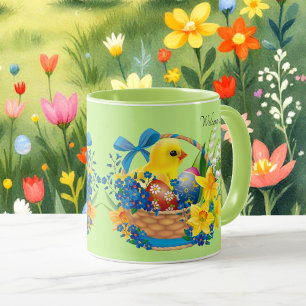 Easter Basket Spring Time Flowers Eggs Chick Gift Mug