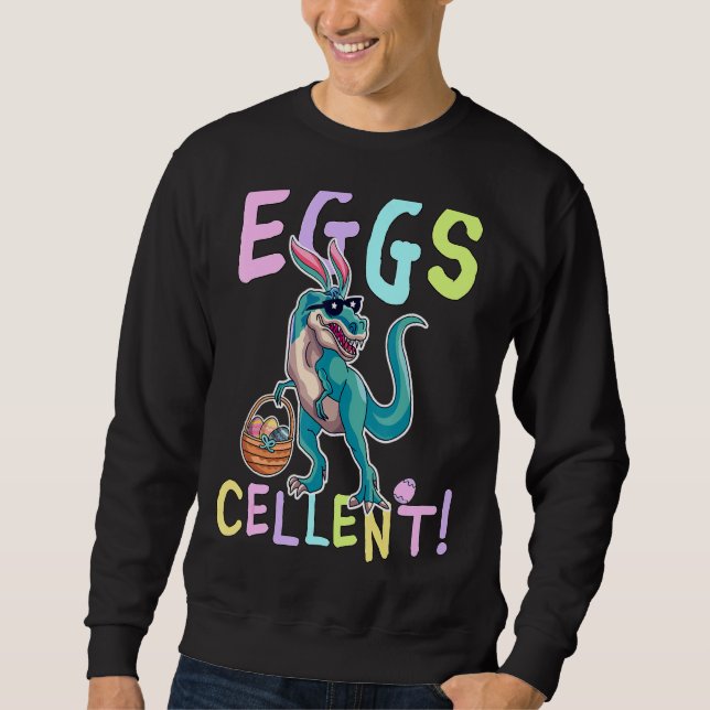 Easter Basket Stuffers Kids Cute Rex Bunny Egg Egg Sweatshirt (Front)