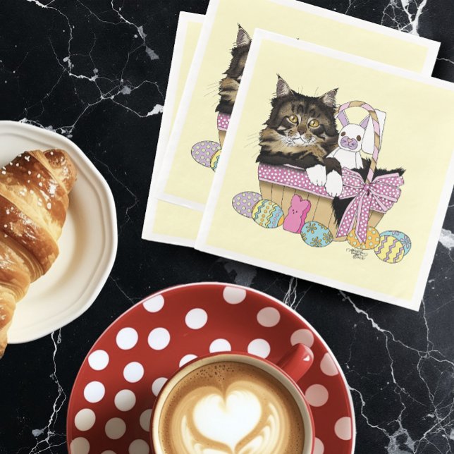 Easter Basket Tabby Kitten Napkin (Creator Uploaded)