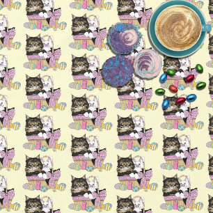 Easter Basket Tabby Kitten Tablecloth