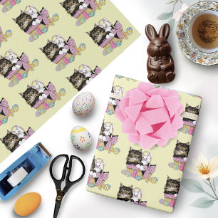 Easter Basket Tabby Kitten Wrapping Paper