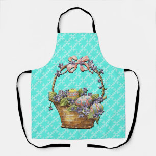 Easter Basket Turquoise Chequered Design Apron