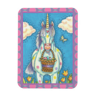 EASTER BASKET UNICORN, CUTE FANTASY HORSE MAGNET