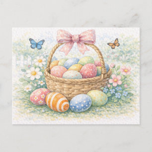Easter Basket Watercolor Postcard