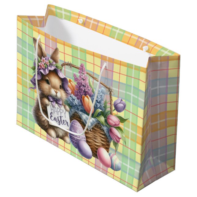 Easter Basket With Bunny Large Gift Bag (Front Angled)