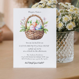Easter Basket with egg and egg hunt Invitation