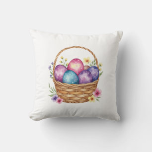 Easter basket with eggs Throw Pillow