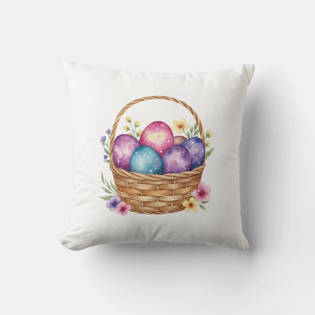 Easter basket with eggs Throw Pillow  (Front)