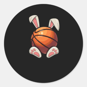 Easter Basketball Bunny Ears Kids Easter Egg Hunt Classic Round Sticker