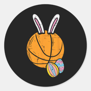 Easter Basketball Bunny Rabbit Sports Men Boys Kid Classic Round Sticker