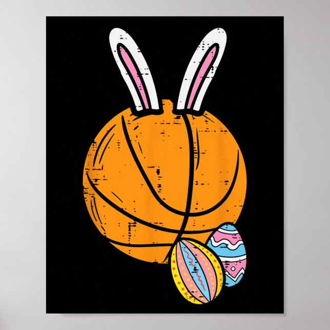 Easter Basketball Bunny Rabbit Sports Men Boys Kid Poster (Front)