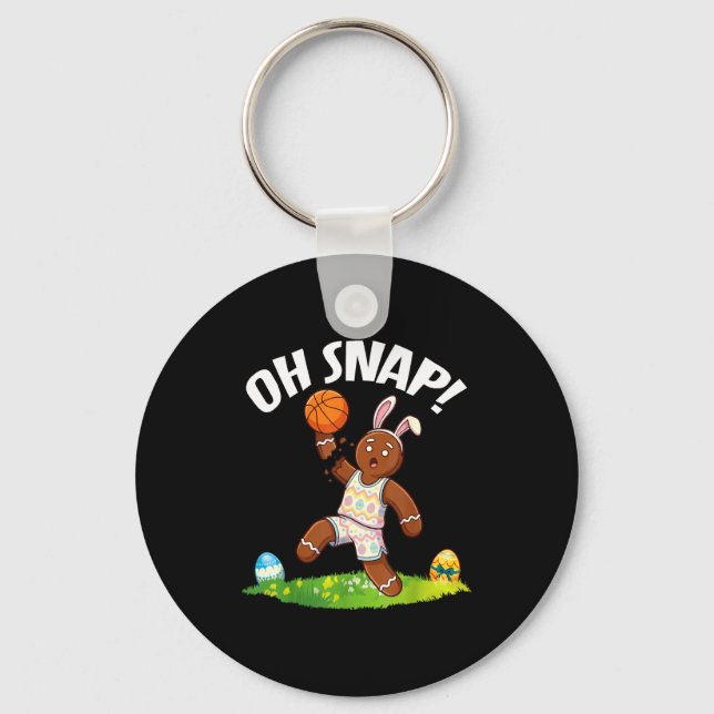 Easter Basketball Gingerbread Man Oh Snap Broken A Key Ring (Front)