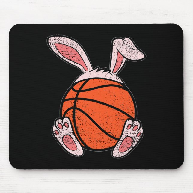 Easter Basketball Lover Bunny Ears Ball Cute Rabbi Mouse Pad (Front)