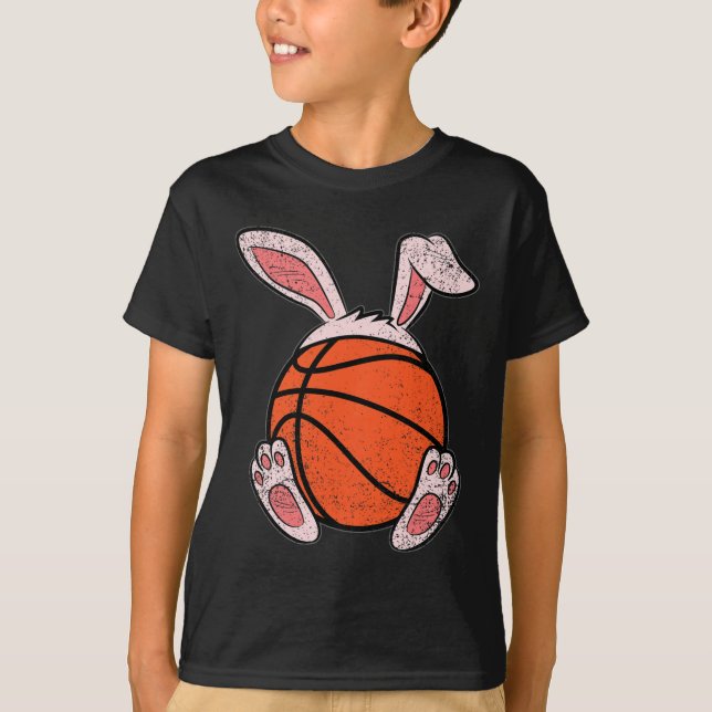 Easter Basketball Lover Bunny Ears Ball Cute Rabbi T-Shirt (Front)