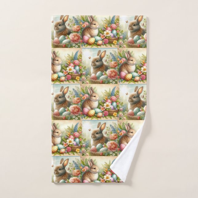 Easter Bathroom Decor Bunny Rabbit Hand Towel (Hand Towel)