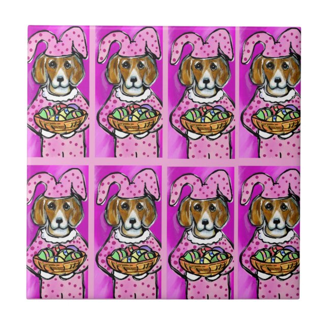 EASTER BEAGLE CERAMIC TILE (Front)